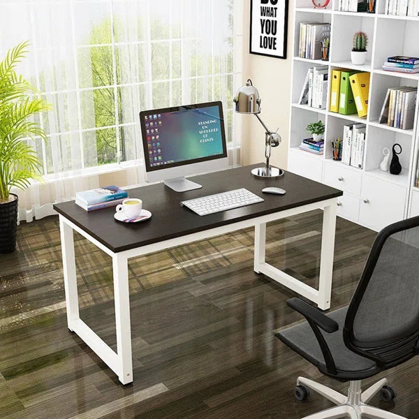 Great Choice Solid Wood Black Top & White Leg Study and Computer Table for Home & Office