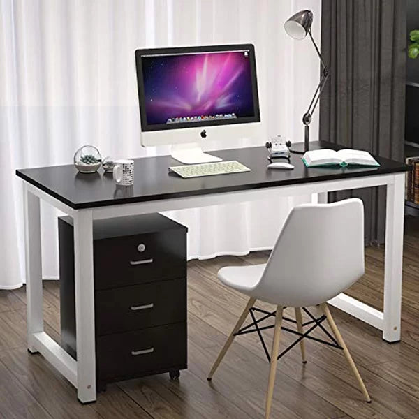 Great Choice Solid Wood Black Top & White Leg Study and Computer Table for Home & Office