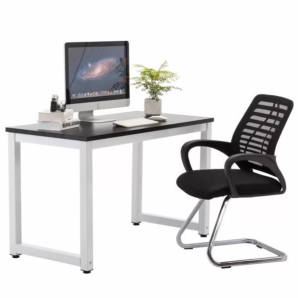 Great Choice Solid Wood Black Top & White Leg Study and Computer Table for Home & Office