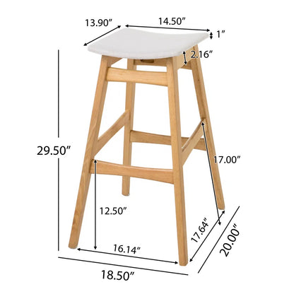 Adouer Wood "Modern Wooden Bar Table Set with Two Stools - Natural Finish, White Seats"