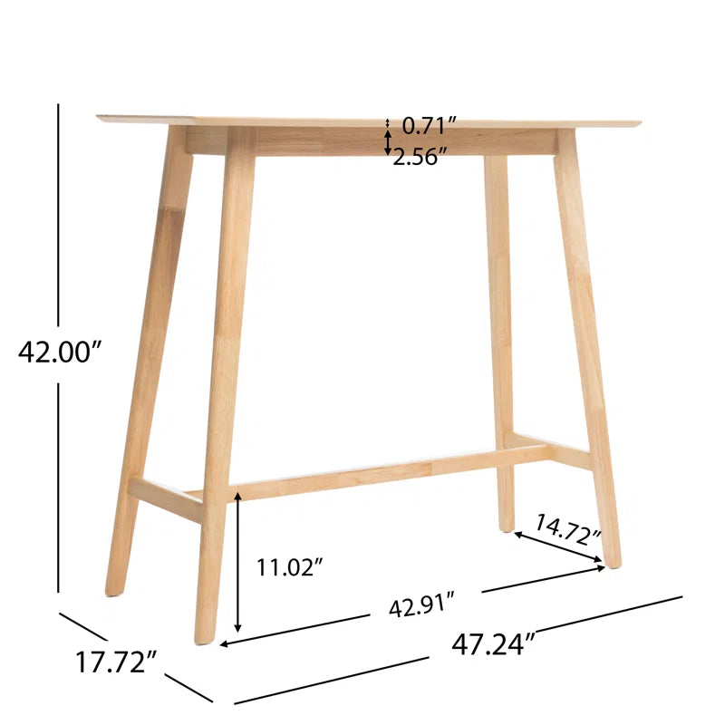 Adouer Wood "Modern Wooden Bar Table Set with Two Stools - Natural Finish, White Seats"