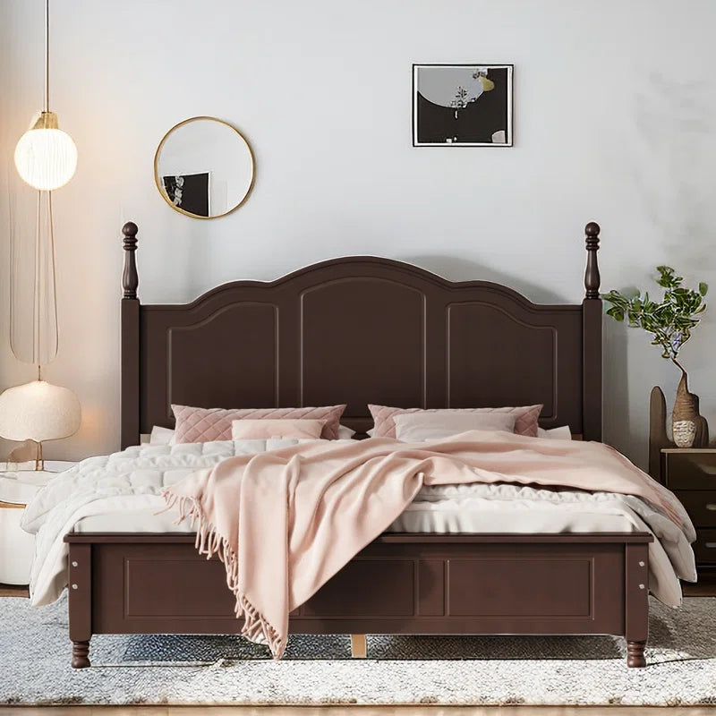 ADOUER WOOD Solid Sheesham Wood Head Poster Mid-Century Classic Bed Without Storage For Bedroom