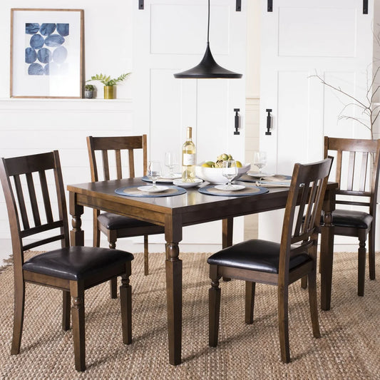 ADOUER WOOD "Elegant 4-Piece Wooden Dining Table Set with Cushioned Chairs and Modern Decor"