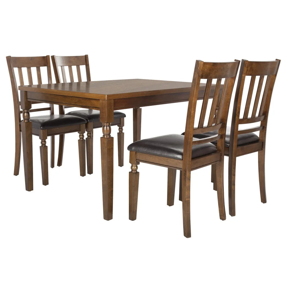 ADOUER WOOD "Elegant 4-Piece Wooden Dining Table Set with Cushioned Chairs and Modern Decor"