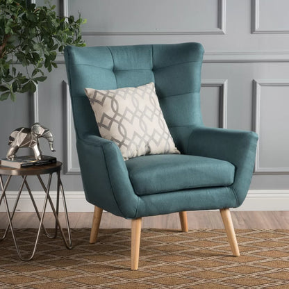 ADOUER WOOD Solid Wood Leg & Frame Upholstered Wingback Chair