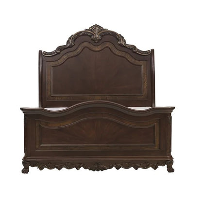 ADOUER WOOD Solid Sheesham Wood Royal Carving  Bed Without Storage For Bedroom (Walnut)