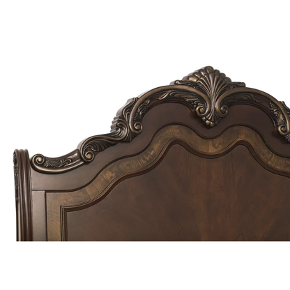 ADOUER WOOD Solid Sheesham Wood Royal Carving  Bed Without Storage For Bedroom (Walnut)