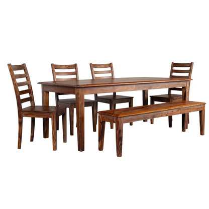 ADOUER WOOD "Elegant 6-Piece Wooden Dining Table Set with Cushioned Chairs and Modern Decor"