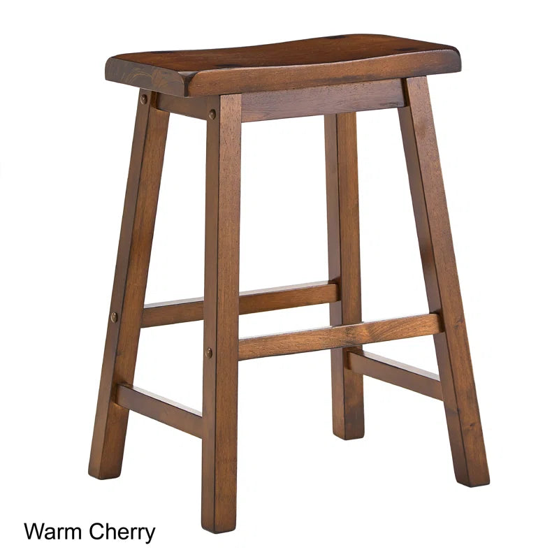 Adouer Wood "Set of 2 Dark BrownSolid Sheesham Wooden Saddle Seat Bar Stools"