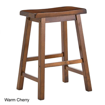 Adouer Wood "Set of 2 Dark BrownSolid Sheesham Wooden Saddle Seat Bar Stools"