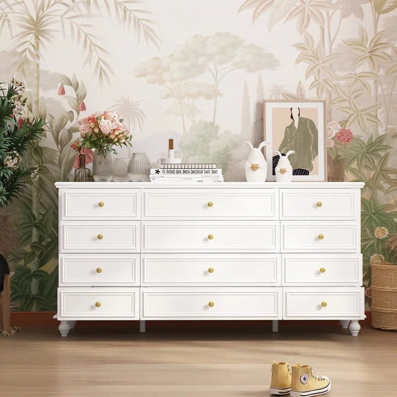 ADOUER WOOD 12 Drawers Designer Leg White Chest of Drawers