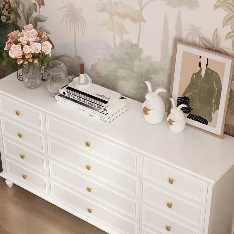 ADOUER WOOD 12 Drawers Designer Leg White Chest of Drawers