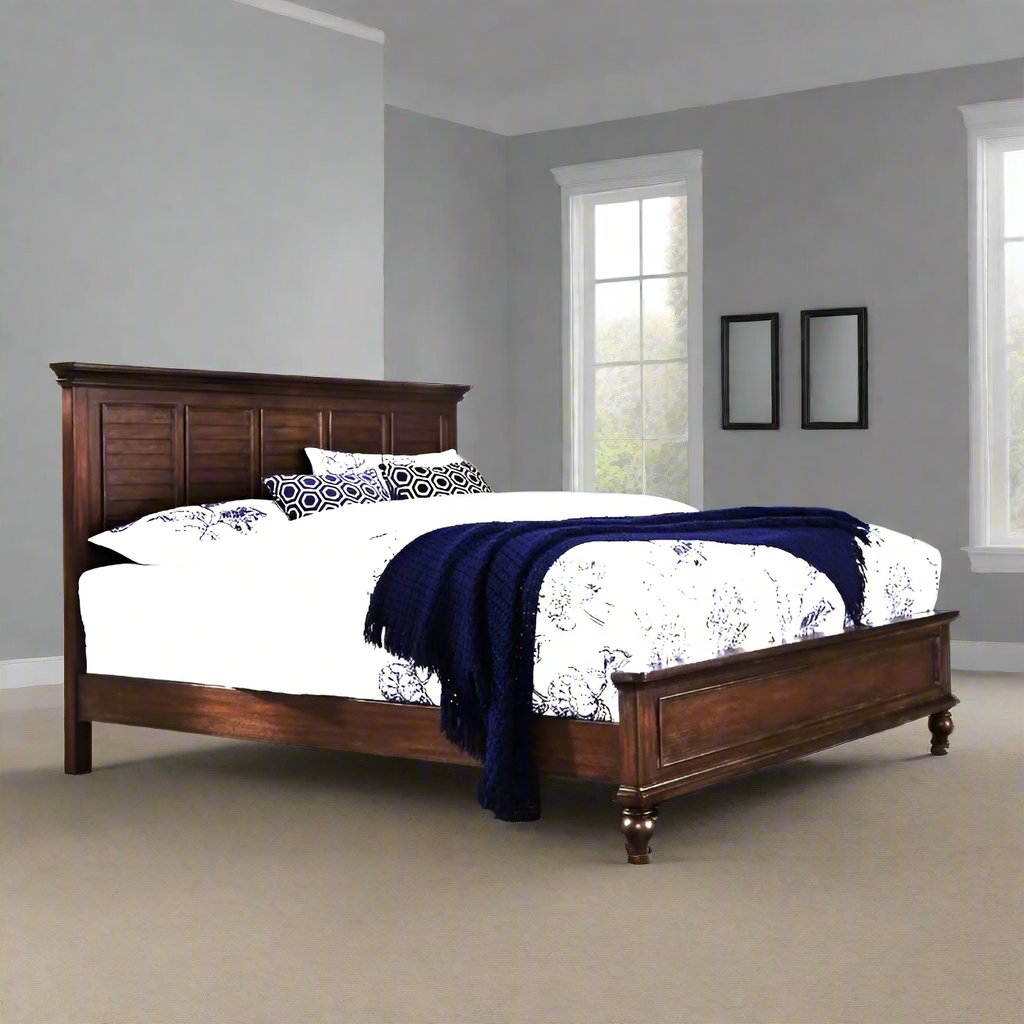 ADOUER WOOD Solid Sheesham Wood Bed Without Storage For Bedroom (Walnut)