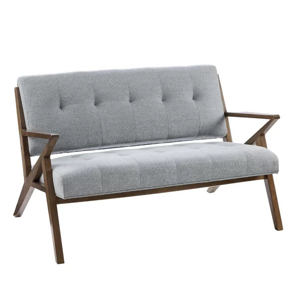 ADOUER WOOD "Mid-Century Modern Upholstered 3 Seater Loveseat with Wooden Frame"