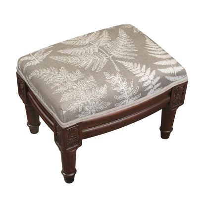 ADOUER WOOD Solid Sheesham Wood Handmade Carving Upholstered Ottoman