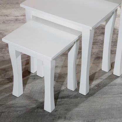 ADOUER WOOD Solid Sheesham Wood Designer Nesting Table - Set of 3 (White)