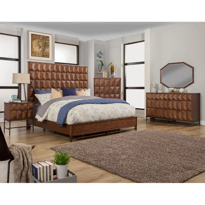 ADOUER WOOD Solid Sheesham Wood Dimond Design Bed Without Storage For Bedroom (Dark Honey)