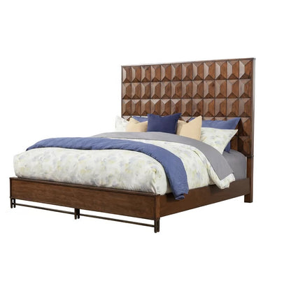 ADOUER WOOD Solid Sheesham Wood Dimond Design Bed Without Storage For Bedroom (Dark Honey)