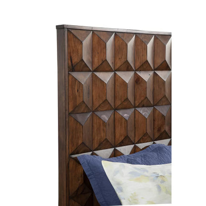 ADOUER WOOD Solid Sheesham Wood Dimond Design Bed Without Storage For Bedroom (Dark Honey)