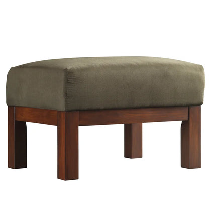 ADOUER WOOD Solid Wood Brown Upholstered Ottoman/Pouffe