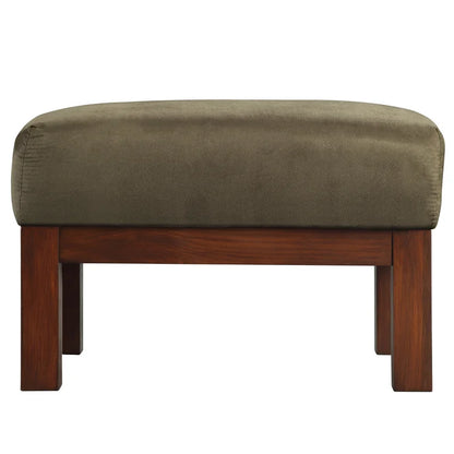 ADOUER WOOD Solid Wood Brown Upholstered Ottoman/Pouffe