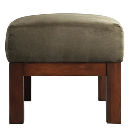 ADOUER WOOD Solid Wood Brown Upholstered Ottoman/Pouffe