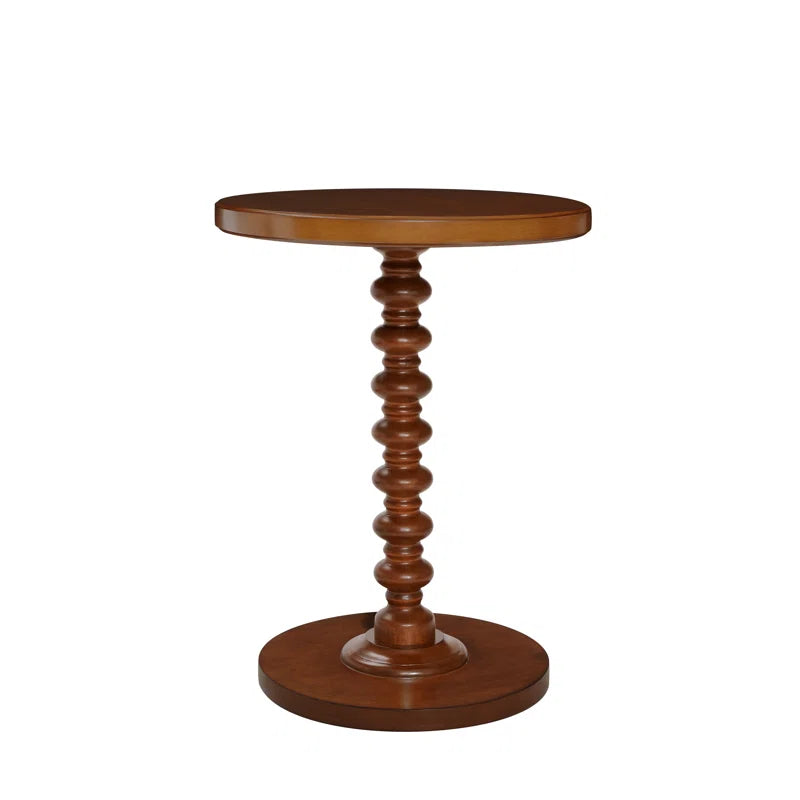 ADOUER WOOD Solid Acacia Wood Multi Use Hand Carved Side & End Table (Walnut Finish)