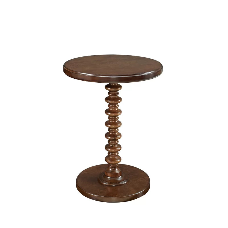 ADOUER WOOD Solid Acacia Wood Multi Use Hand Carved Side & End Table (Walnut Finish)