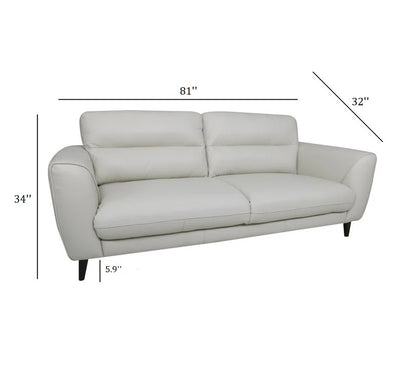 ADOUER WOOD Luxurious Ivory Leatherette Fabric Sofa