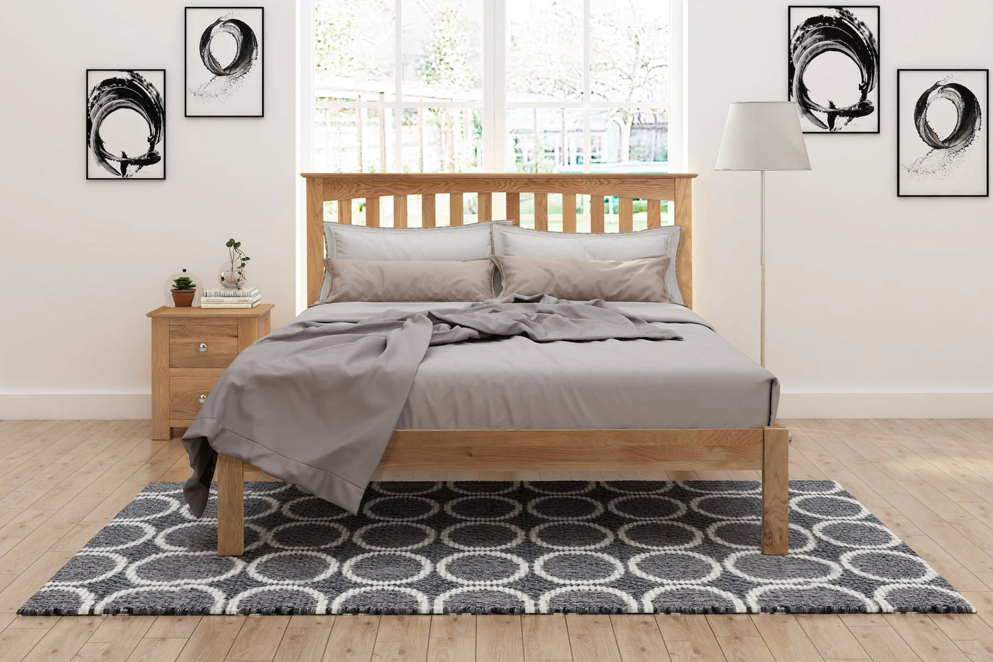 Adouer Wood "Classic Solid Sheesham Wooden Bed Frame with Slatted Headboard and Minimalist Design"