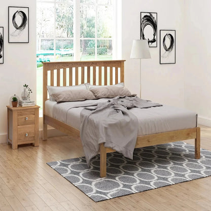 Adouer Wood "Classic Solid Sheesham Wooden Bed Frame with Slatted Headboard and Minimalist Design"