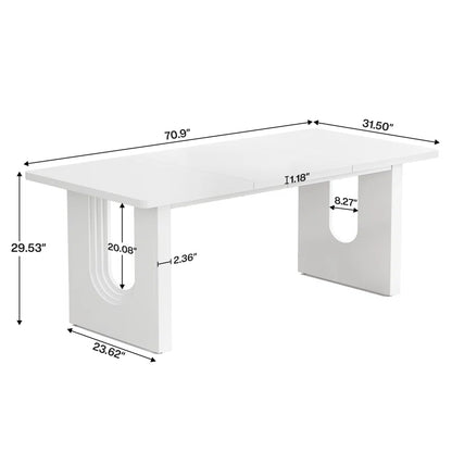 ADOUER WOOD "Modern Solid Sheesham Wood Black Rectangular Dining Table with Sleek Arch Base Design"