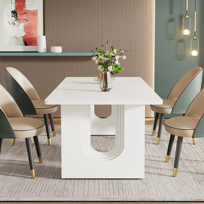 ADOUER WOOD "Modern Solid Sheesham Wood Black Rectangular Dining Table with Sleek Arch Base Design"