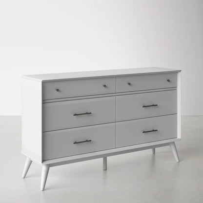 ADOUER WOOD 6 Drawers Solid Sheesahm Wood Chest of Drawers, White