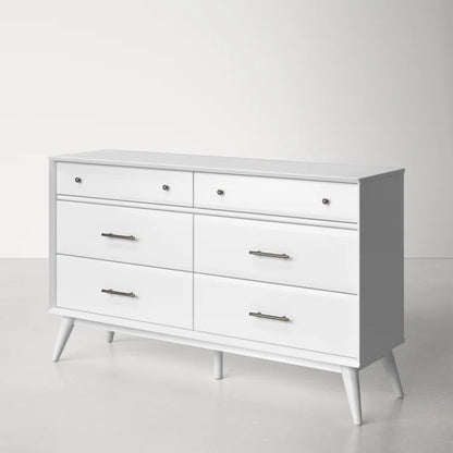 ADOUER WOOD 6 Drawers Solid Sheesahm Wood Chest of Drawers, White