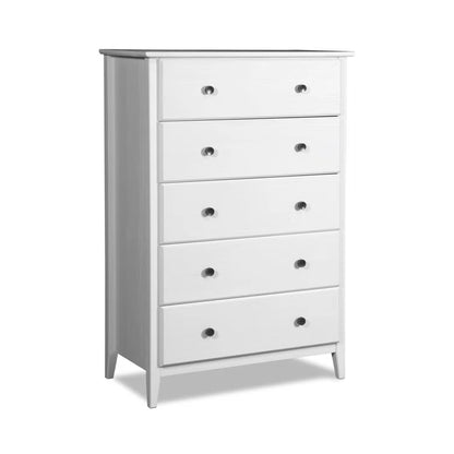 ADOUER WOOD 5 Drawers Solid Sheesham Wood Chest of Drawers, White