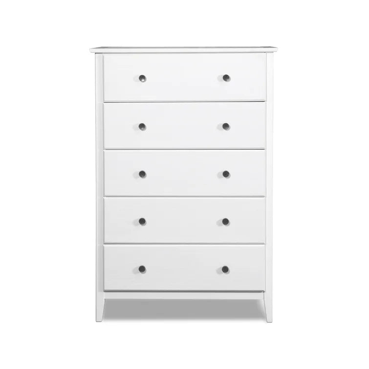 ADOUER WOOD 5 Drawers Solid Sheesham Wood Chest of Drawers, White