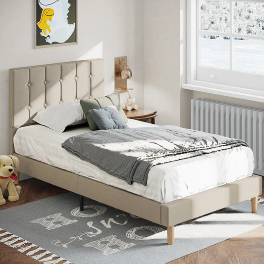 ADOUER WOOD Handcrafted Solid Sheesham Wood Upholstered Beds for kids