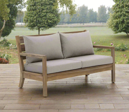 ADOUER WOOD "4-Piece Outdoor Sofa Set with Solid Sheesham Wood Frame and Grey Cushions"