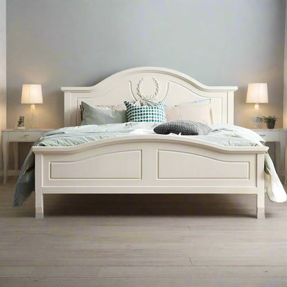 ADOUER WOOD Luxury Standard Bed Without Storage For Bedroom (White)