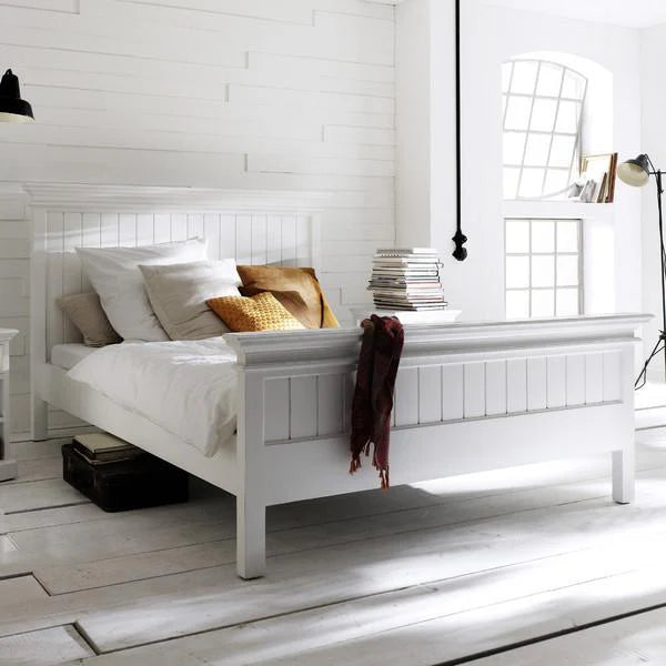 Adouer Wood "Solid Sheesham Wood Bed Frame – Elegant White Finish"