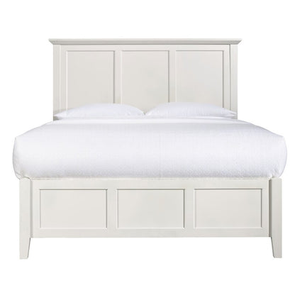 Adouer Wood "Classic White Solid Sheesham Wood Panel Bed with Elegant Rectangular Headboard and Footboard"