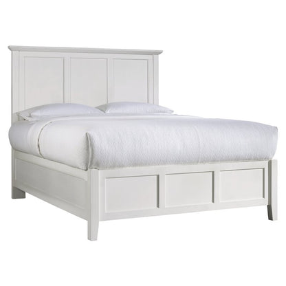 Adouer Wood "Classic White Solid Sheesham Wood Panel Bed with Elegant Rectangular Headboard and Footboard"