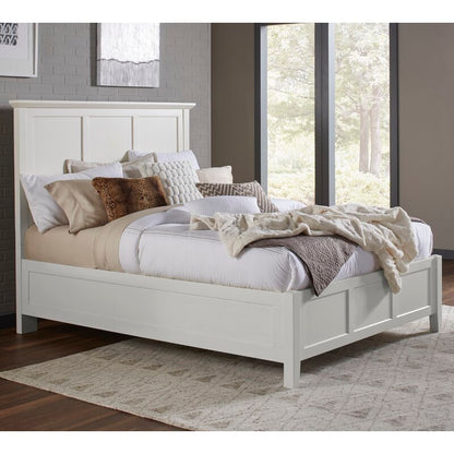 Adouer Wood "Classic White Solid Sheesham Wood Panel Bed with Elegant Rectangular Headboard and Footboard"