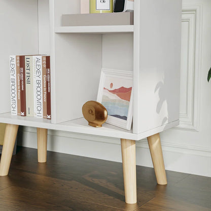 ADOUER WOOD Slim Look Solid Sheesham Wood White Bookshelf With Natural Leg