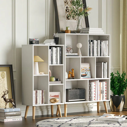 ADOUER WOOD Slim Look Solid Sheesham Wood White Bookshelf With Natural Leg