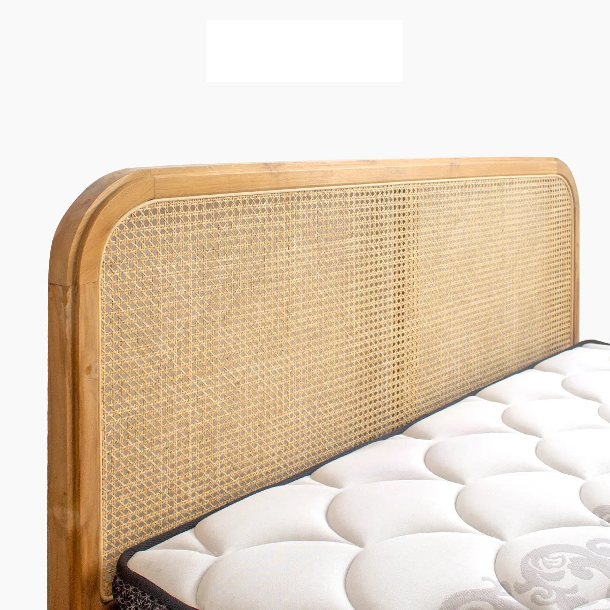 ADOUER WOOD Solid Acacia Wood Mid-Century Classic Rattan Cane Bed (Natural)