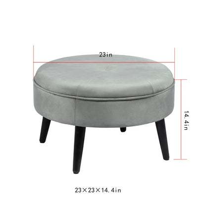 ADOUER WOOD Solid Wood Led Upholstered Ottoman/Pouffe