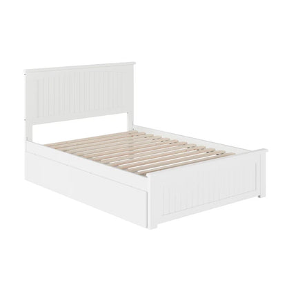 ADOUER WOOD Solid Sheesham Wood Standard Bed With Storage Drawer–White Finish