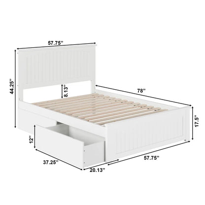 ADOUER WOOD Solid Sheesham Wood Standard Bed With Storage Drawer–White Finish